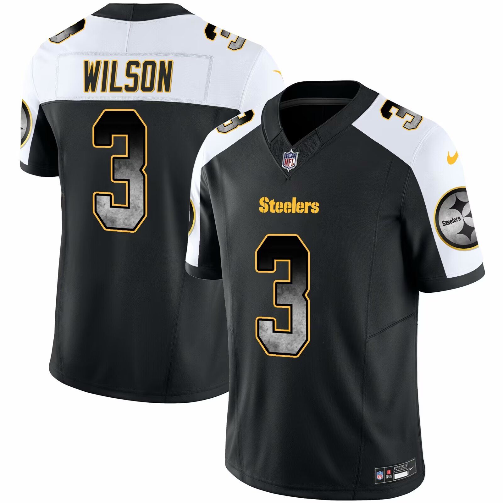 Men Pittsburgh Steelers #3 Wilson Black 2024 Nike Limited NFL Jersey